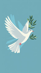 Obraz premium A Symbol of Peace: White Dove Soaring with Olive Branch