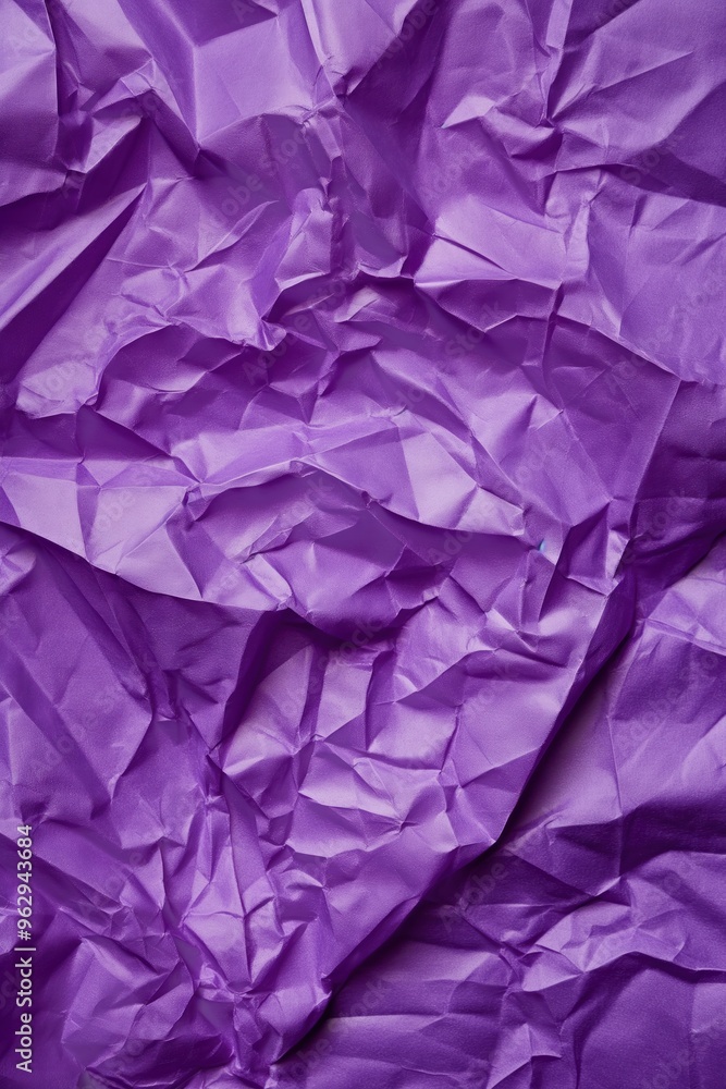 Poster crumpled purple paper texture with intricate folds and creases. close-up view of folded paper surfac