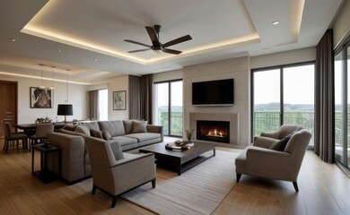 Fototapeta premium Modern luxury living room interior design
