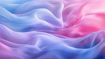 Obraz premium A modern abstract scene of rippling layers in pastel pink, blue, and purple, with soft lighting and gradients