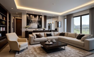Fototapeta premium Modern luxury living room interior design