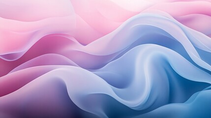 Obraz premium A modern abstract scene of rippling layers in pastel pink, blue, and purple, with soft lighting and gradients