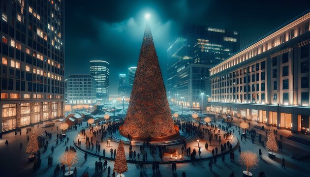 view of the city hall night Christmas 