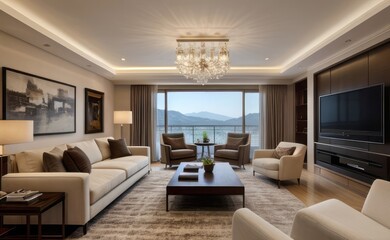 Fototapeta premium Modern luxury living room interior design