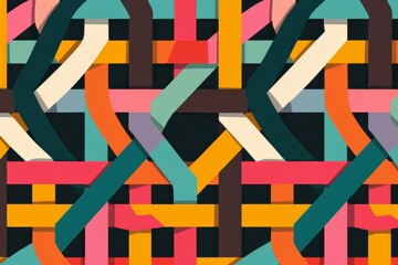 Naklejka premium Geometric pattern with bold, interwoven lines and shapes
