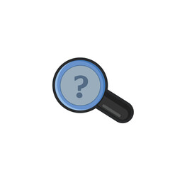 magnifier with question sign in outline flat vector design.