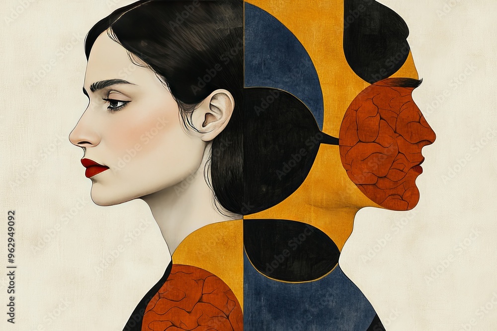 Poster brain dynamics cerebellum minimalist geometric portraits with vibrant brain elements symbolizing int