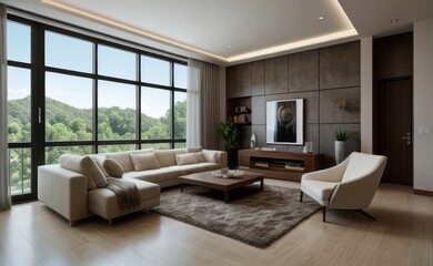 Fototapeta premium Modern luxury living room interior design