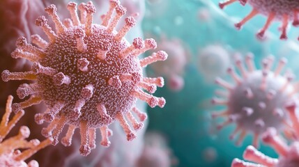 Naklejka premium Close up of bacteria and virus cells. Biology, Science medicine background