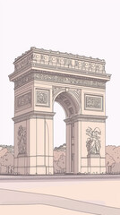 Obraz premium The Arc de Triomphe: A Parisian Icon in Simple Lines