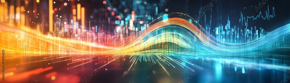Poster abstract digital data network.