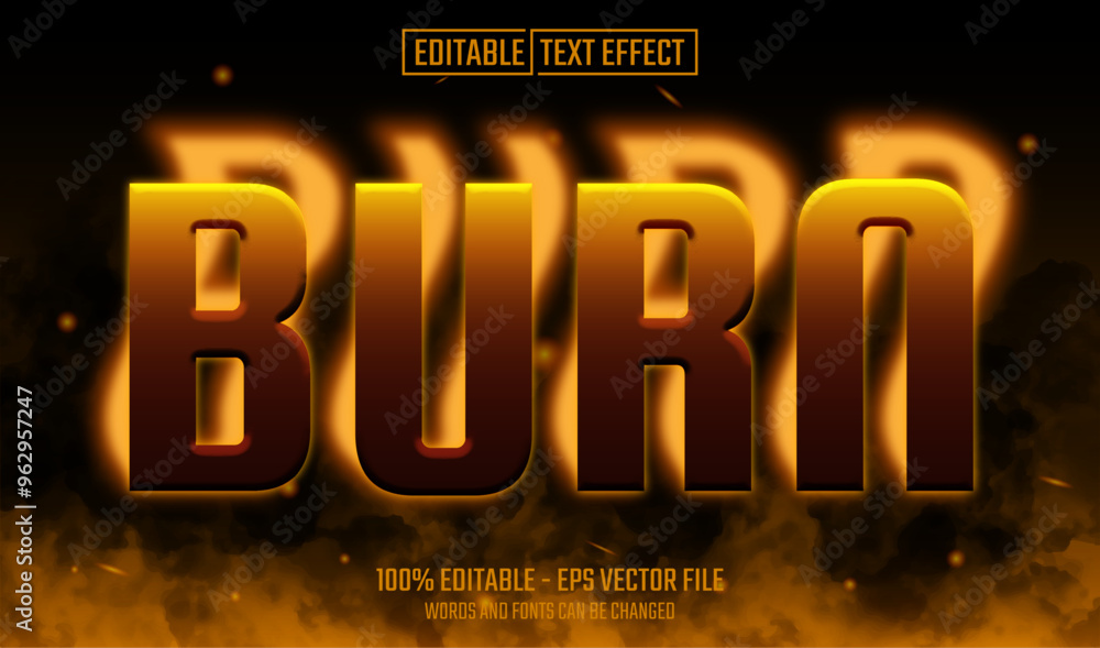 Canvas Prints burn editable text effect