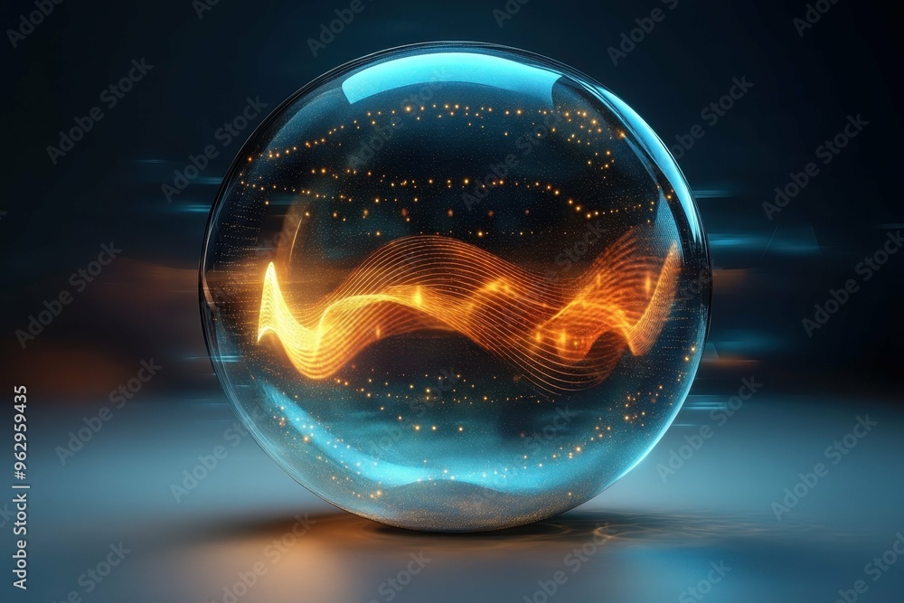Poster a transparent bubble with sound waves pulsing inside it, symbolizing protected speech, showcasing th
