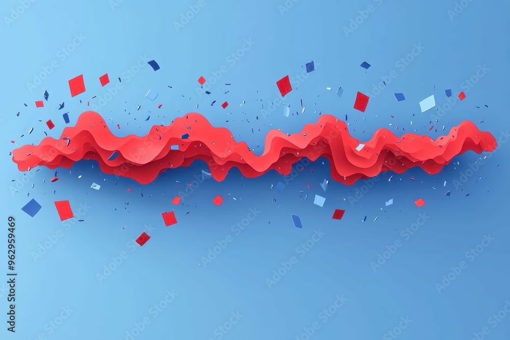 Poster abstract shapes resembling sound waves spreading across the frame, symbolizing the reach of free spe