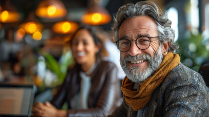 Obraz premium smiling businesspeople client discussing business in office space.