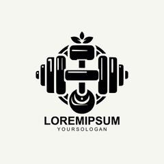 Fitness Center logo. Sport and fitness logo Design . Gym Logo Icon Design Vector Stock, or emblem with woman and man silhouettes.