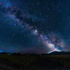 Panorama blue night sky milky way and star on dark background