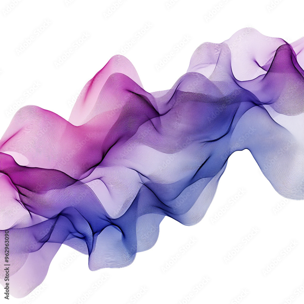 Poster colorful abstract wave pattern flowing gently isolated on transparent background