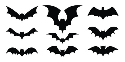 Black silhouette Halloween bat vector illustration