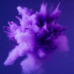 A minimal purple powder explosion background that creates a captivating and unique visual impact. The purple powder spreads out in a beautiful pattern, showing a sense of movement and energy. The mini