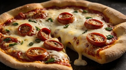 pizza with salami and cheese, italian pizza, fast food