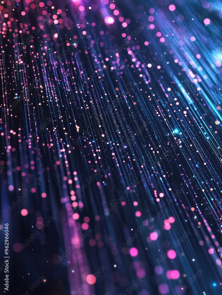 Canvas Prints Digital Background with Vibrant Neon Lights and Fiber Optic Bokeh Particles