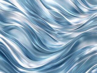 Flowing Blue and Silver Waves in Shimmering Digital Abstract Background