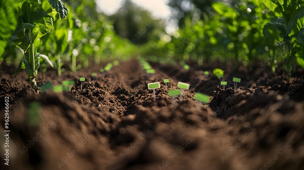 Poster sensors embedded in soil collecting data for optimal farming practices