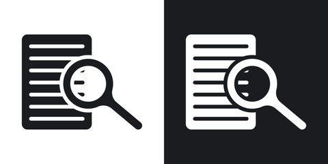 Case studies solid vector icon set in black and white color.