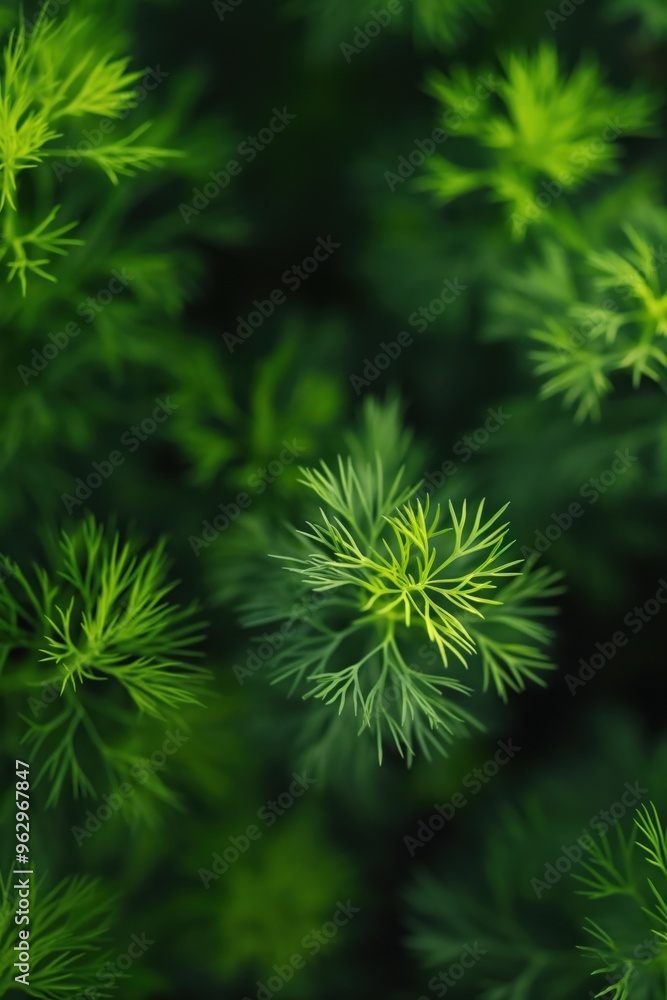 Poster dense green dill plants arranged circularly with largest leaves at center. close-up view of fresh he