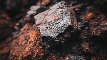 Close-up of a rough, rusted metal surface with patches of different colors and textures