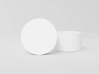 front view of circle lid box mockup, Open lid round paper packaging mockup, luxury paper tube box mockup, short cylindrical container product design showcase, short and flat gift box packaging mockup