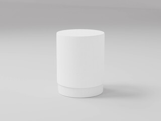 cylindrical shape box mockup, white cylinder packaging container mockup, front view of round paper tube packaging mockup, tall tube storage product design mockup template, close sleeve tube packaging