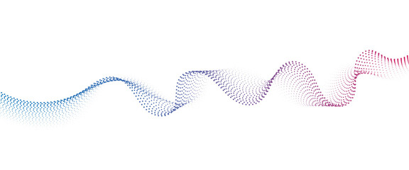 Flowing Dot Wave halftone gradient pattern on transparent background	