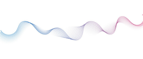 Flowing Dot Wave halftone gradient pattern on transparent background	