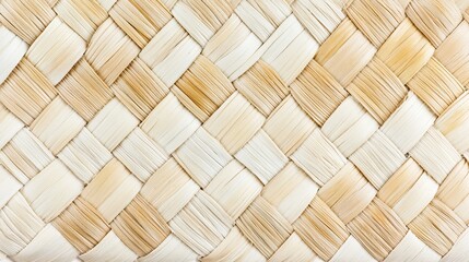 Close-up of a woven wicker basket surface with natural brown and beige tones