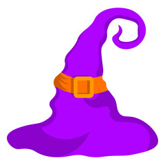 Halloween Witch Hat Illustration with Cute Cartoon Style. Vector Illustration