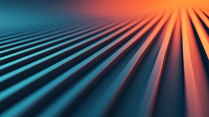 Abstract background with blue and orange gradient,  parallel lines converging to a point in the distance.