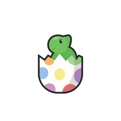 hatched dinosaur egg in outline flat vector design.