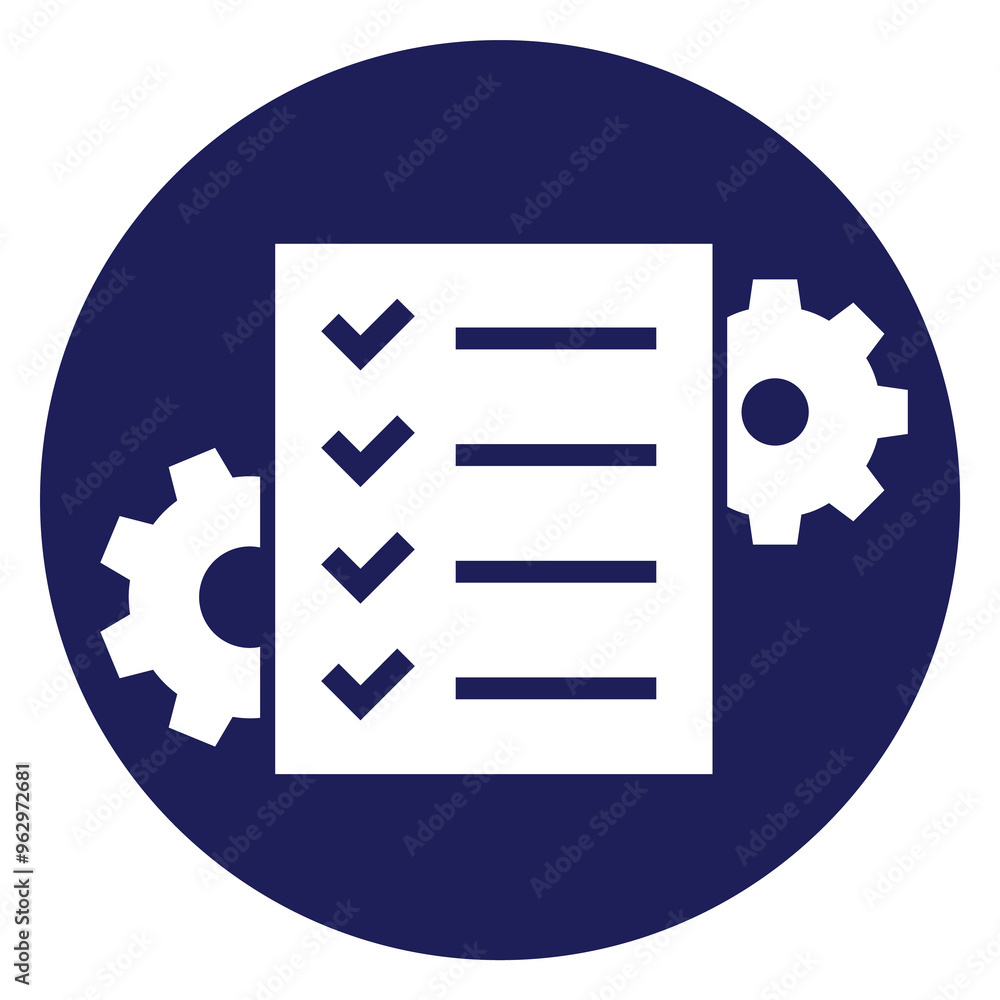 Poster procedures and operations icon with checklist