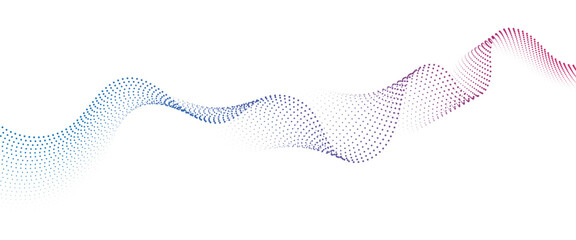 Flowing Dot Wave halftone gradient pattern on transparent background	