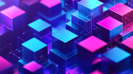 Obraz premium abstract technology background space neon scene futuristic light glow blue,.