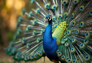 Obraz premium Vibrant Peacock Displaying Magnificent Feathers in Full Splendor