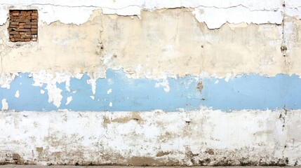 Obraz premium Detailed texture of a cracked and peeling plaster wall with faded paint remnants