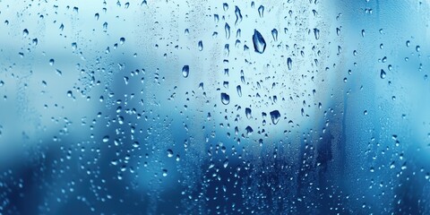 Fototapeta premium Water Droplets on Blue Background: Realistic Condensation Texture for Fresh, Clean, and Pure Design Elements in Advertising and Graphic Projects