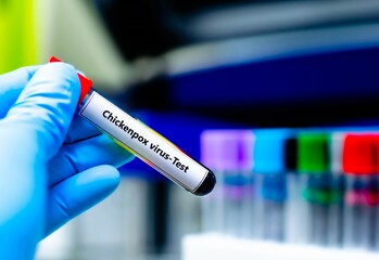 Fototapeta premium Blood sample tube for chickenpox virus test analysis.