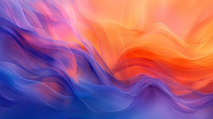 Obraz premium Abstract colorful wave-like patterns with flowing shapes in orange and blue hues.