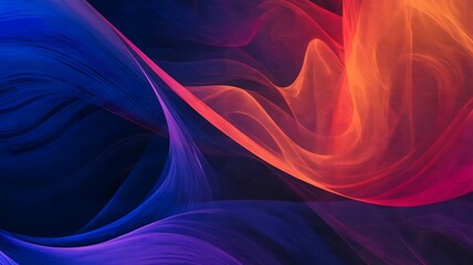 Obraz premium Grainy gradient background blue red yellow abstract glowing color wave black backdrop, noise texture banner poster header design