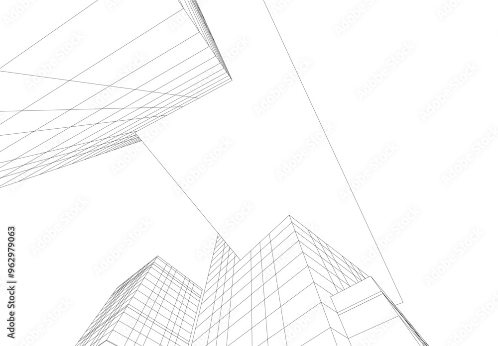 Wall mural Architectural 3d drawing vector illustration