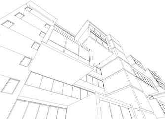 Architectural 3d drawing vector illustration